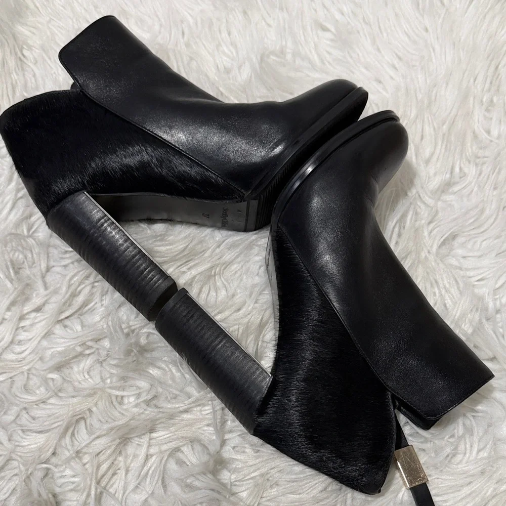 SEE By Chloe Black Ankle Boots with Goldtone Accents - Picture 4 of 13